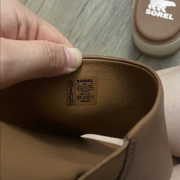 Sorel Dayspring Platform Slide Women Chunky Sandal Velvet Tan Chalk Size 10 NEW - Picture 12 of 12